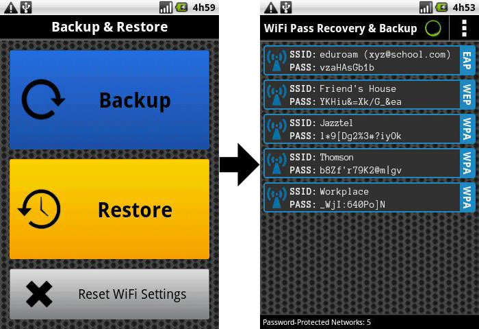 AndroidにWiFiをバックアップします