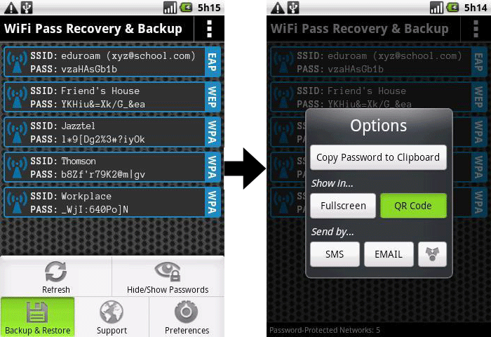 バックアップAndroid WiFi設定