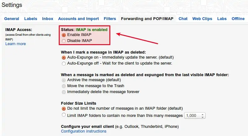Gmail IMAP設定 
