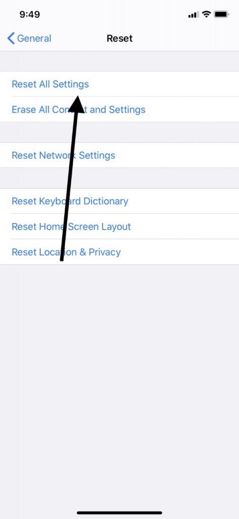 iPadキーボードのすべての設定が機能していないことをリセットします