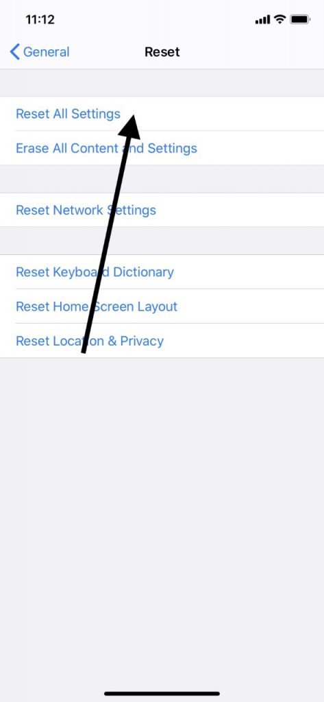 iPhone通知のすべての設定をリセットします