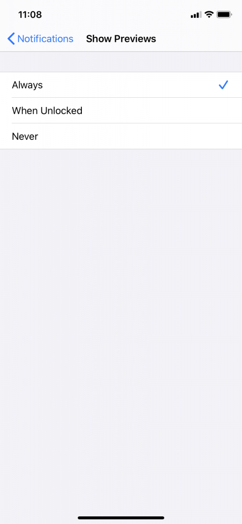 iPhoneで通知を取得しないためのプレビューを表示します