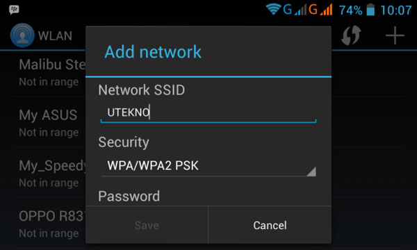 WiFiネットワークをAndroidに追加します
