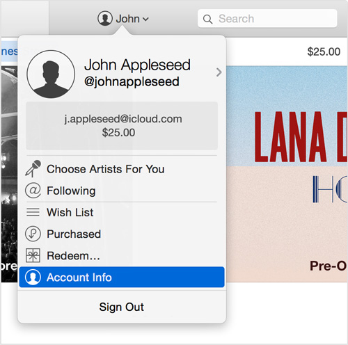 iTunesにサインアウトし、サインインします