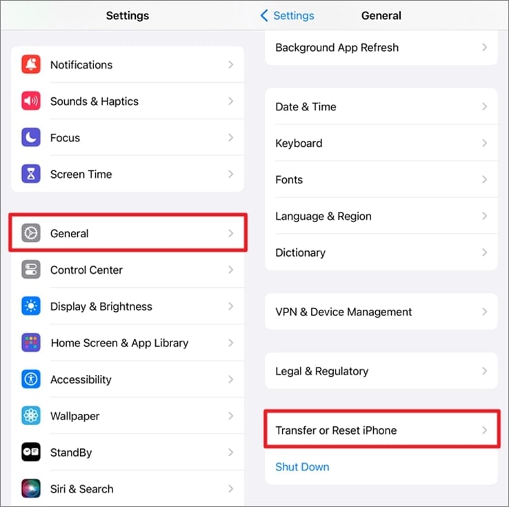 タップ転送またはiPhoneをリセットします