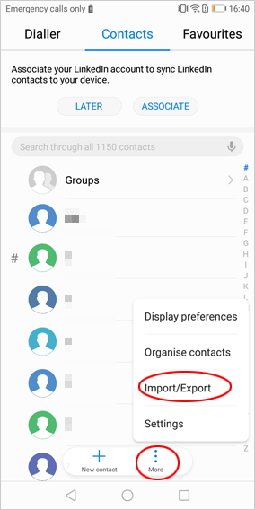 Android連絡先をGmailに転送します