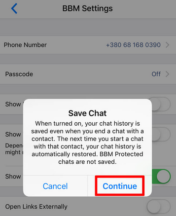 iOSでBBMチャット履歴をバックアップする方法