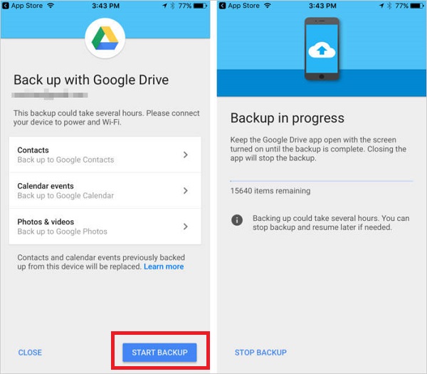 Googleバックアップを使用して、iPhoneからOnePlusにデータをコピーします