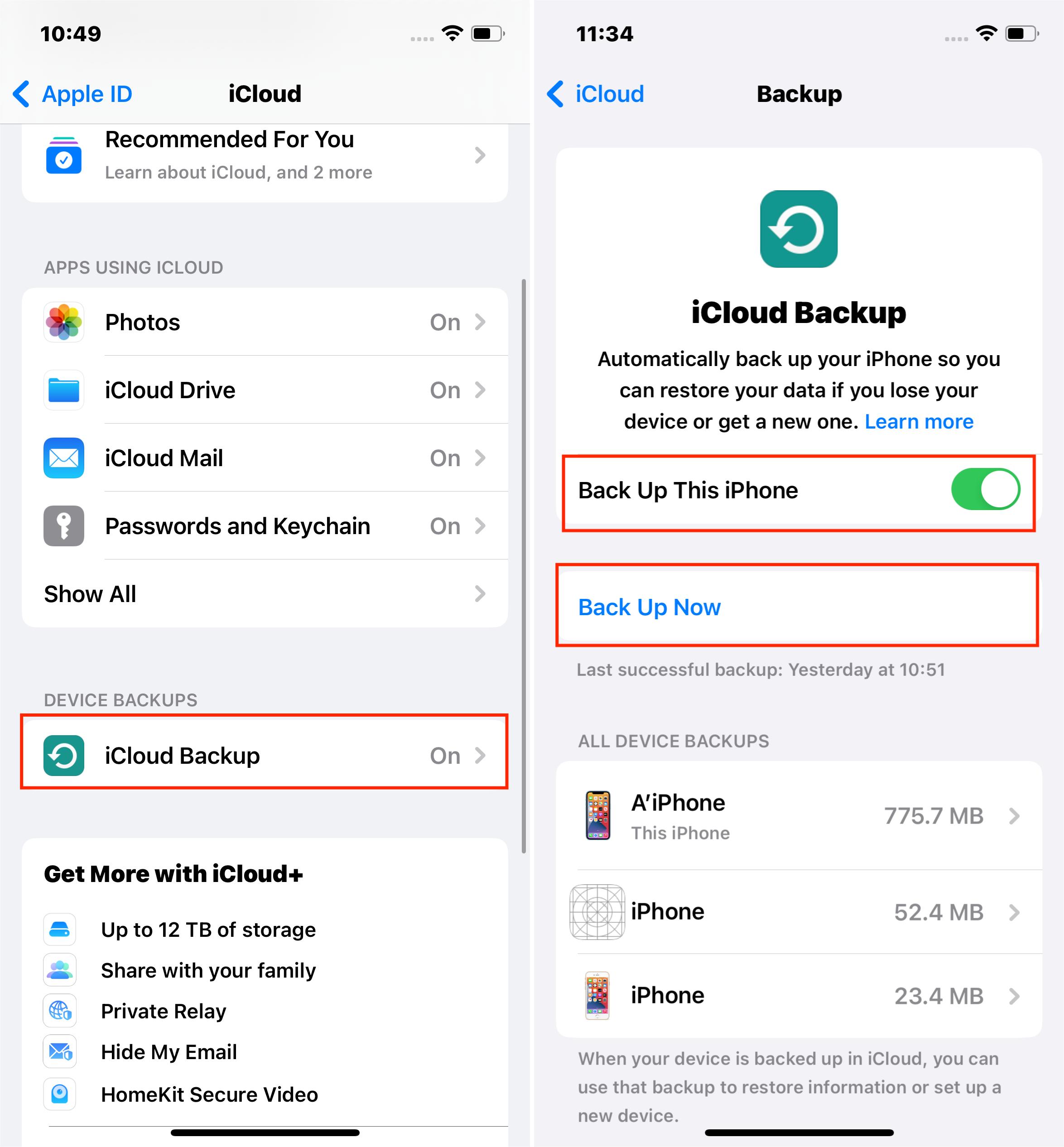iPhoneにバックアップする手順