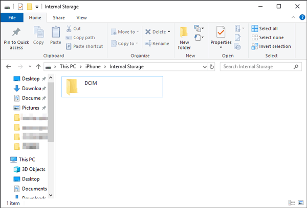 ファイルエクスプローラーを介してUSBを使用してPCからiPhoneに写真を転送