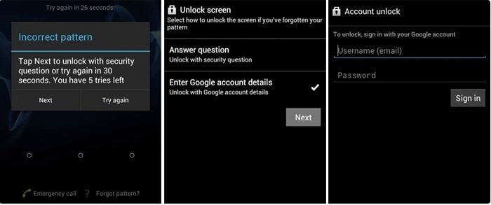 データを失うことなく、Androidのユニバーサルロックパターン