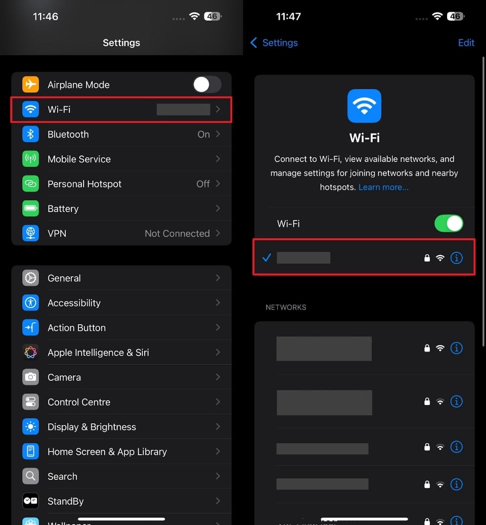 iPhoneネットワーク接続を確保します