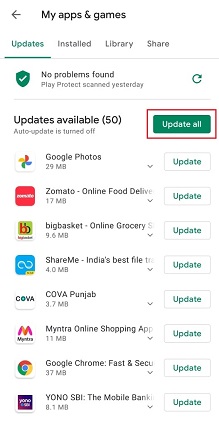 Android電話でアプリの更新を確認してください