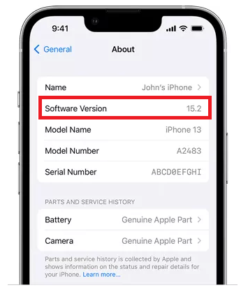 iOSバージョンを確認してください