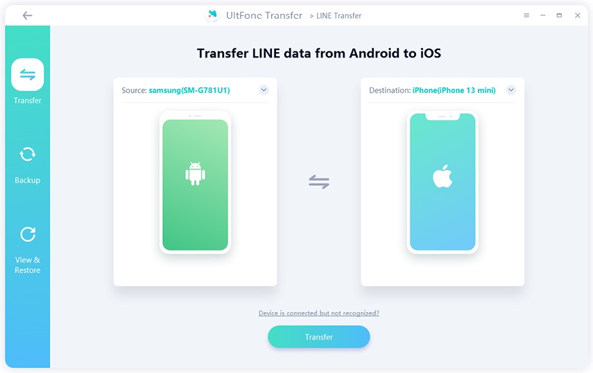 iPhone Androidを転送に接続します