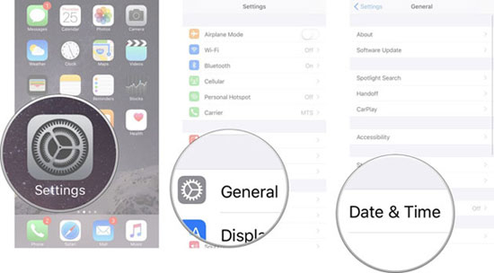 iPhoneでデータと時間を確認してください