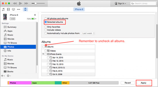 iTunesから同期したiPhoneアルバムを削除するにはどうすればよいですか
