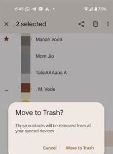 連絡先アプリを介してAndroidの複数の連絡先を削除します