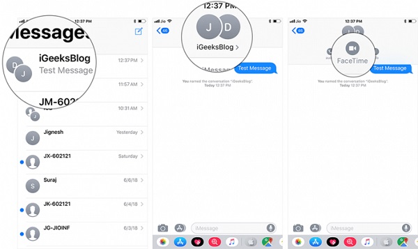メッセージアプリを介してグループFacetime呼び出しを行います
