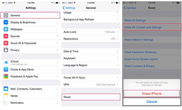 工場出荷時のiPhoneをリセットして、iPhone画面を単独で移動する