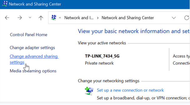 wifiファイルファイルとプリンター共有を備えたPCにPCを転送する