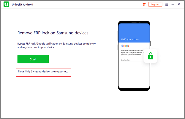 Foneazy Androidのロック解除Samsung FRPのみを削除します