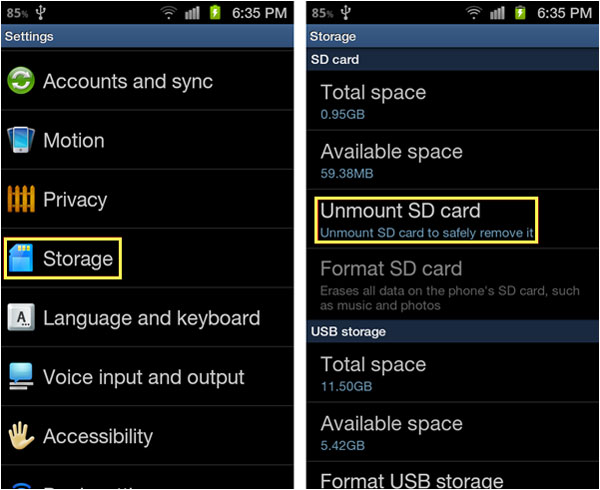 Android SDカードのフォーマット