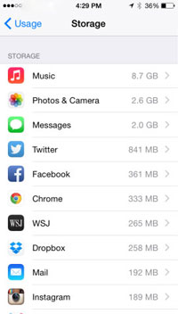 iPhoneで無料のストレージ