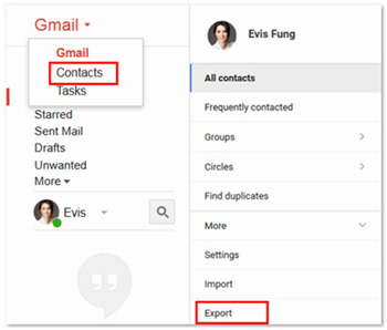 Gmailの連絡先はVCF 01に連絡します