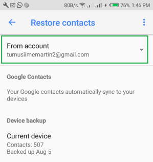 Googleアカウントを介して壊れた電話から連絡先を取得する