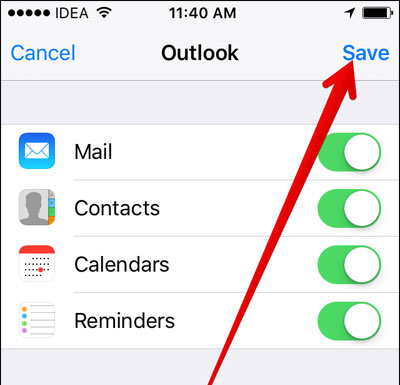 OutlookカレンダーをiPhoneに追加します
