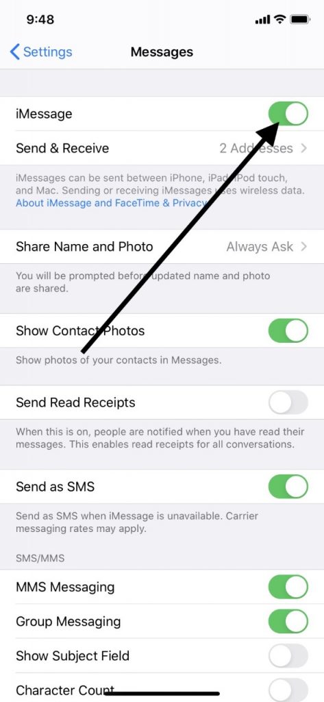 iPadキーボードが機能していないためのimessage