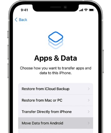 AndroidからiPhoneにデータを転送します