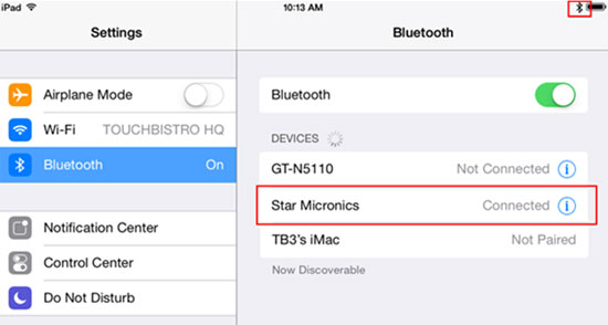 iPhoneでBluetoothをオンにします