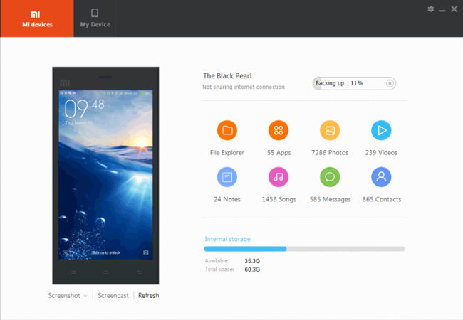 Mi PCスイートでRedmiをバックアップします
