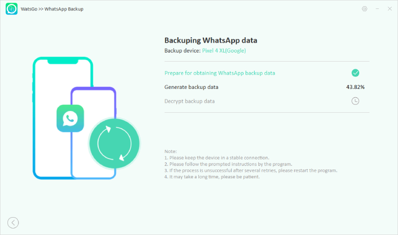 WhatsAppバックアップを取得する準備をします