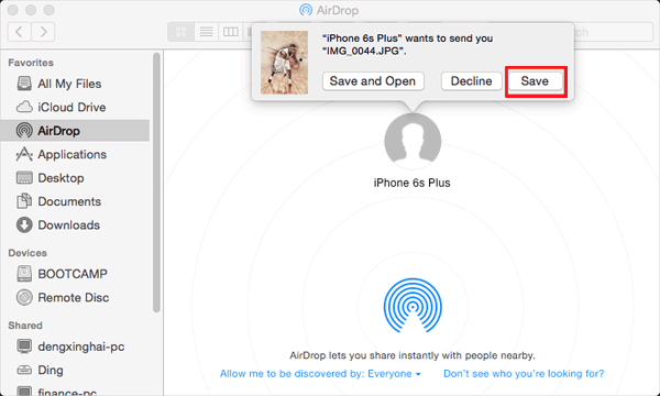 Airdropを使用して、iPhoneからUSBにビデオを保存します