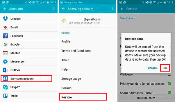 Samsungアカウントで壊れた電話から連絡先を取得します