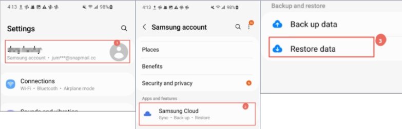 Samsung Cloudから削除されたテキストを取得します