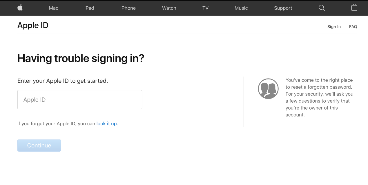 iforgotを使用してApple IDパスワードをリセットします