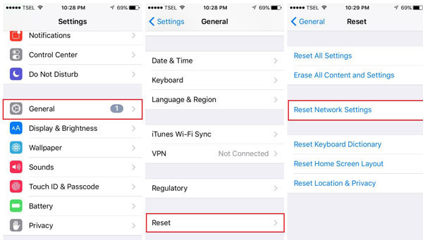 iPhoneでネットワーク設定をリセットします