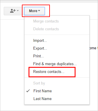 GmailからAndroid連絡先を復元します