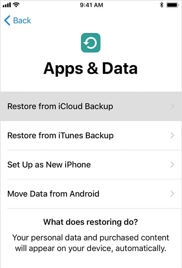 iCloudバックアップからiPadのデータを復元します