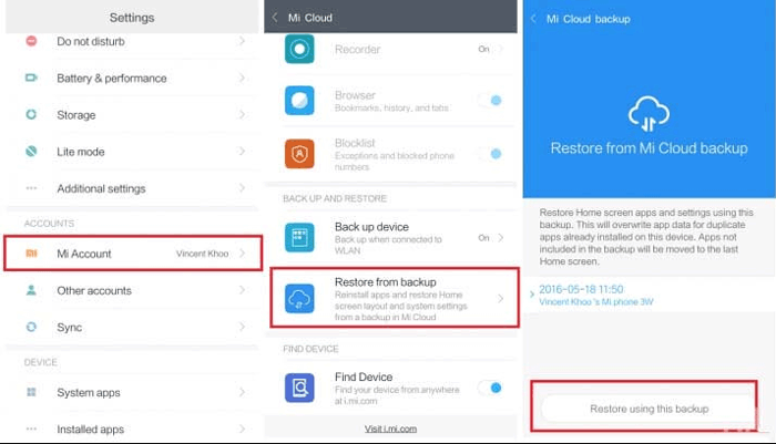 Mi CloudからのRedmiのSIMカードデータリカバリ