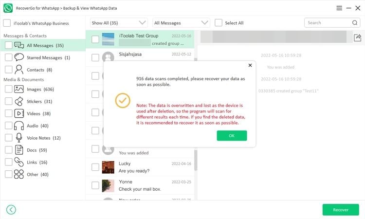 削除されたWhatsAppメッセージをオンラインで回復します