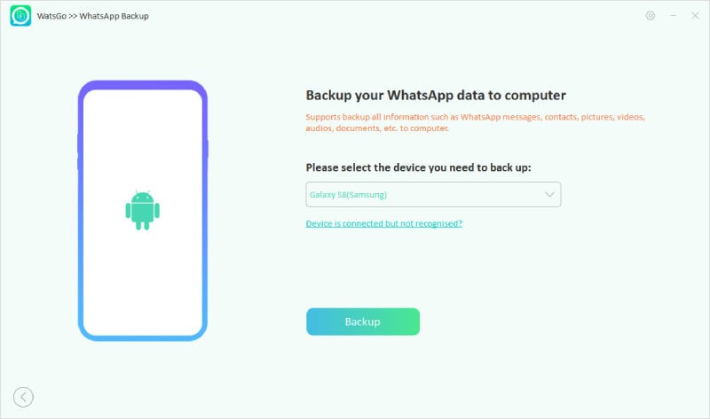 Watsgo Guide -Androidデバイスを選択してバックアップします 