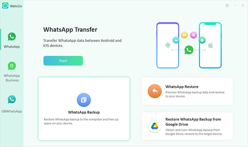 Watsgo Guide -WhatsAppバックアップ機能を選択します 