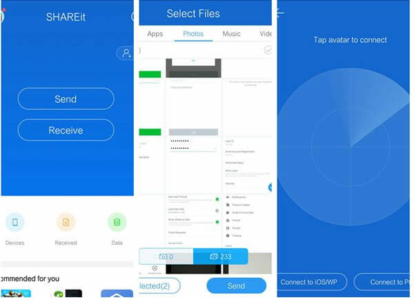 shareitを使用してiPhoneからInfinixにデータを転送します