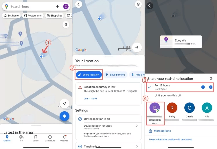 iPhoneからAndroidまでの場所を共有するGoogleマップ
