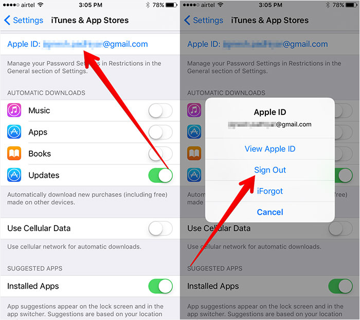 Apple IDからサインアウトし、サインインします
